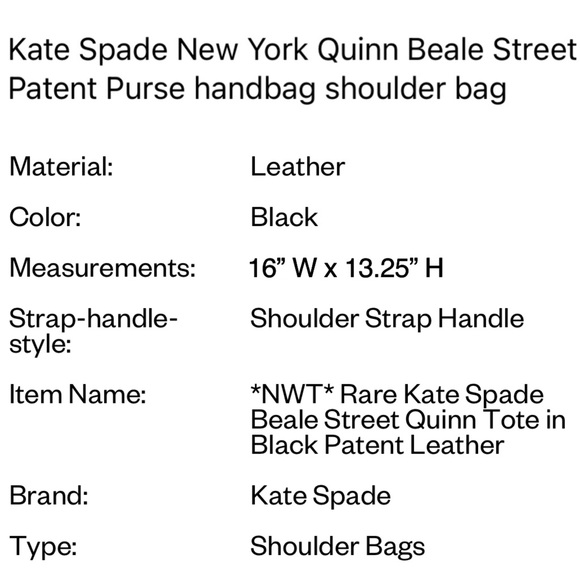 Kate Spade New York *Rare Quinn Beale St Patent XL Tote - Picture 11 of 12